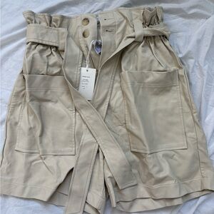 Frankie Shop Beige High-Waisted Shorts